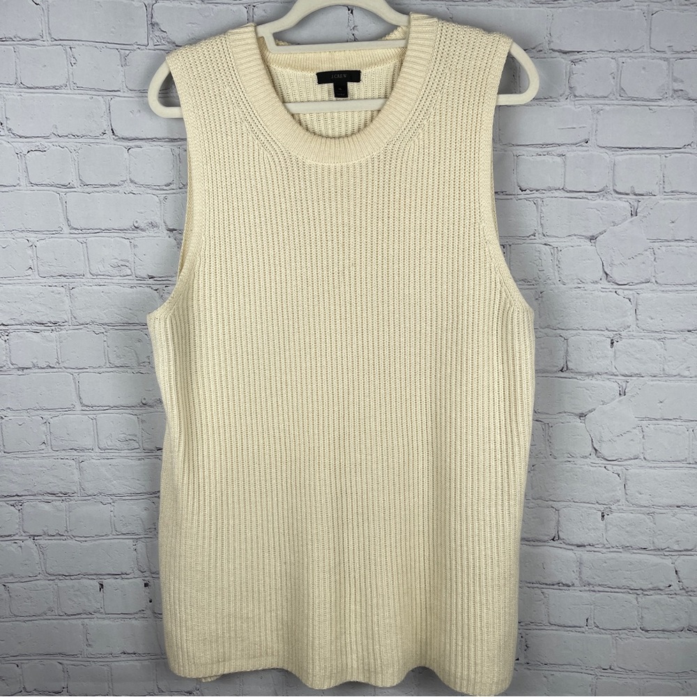 J. CREW beige knit cotton wool sleeveless tank sweater, size XL
